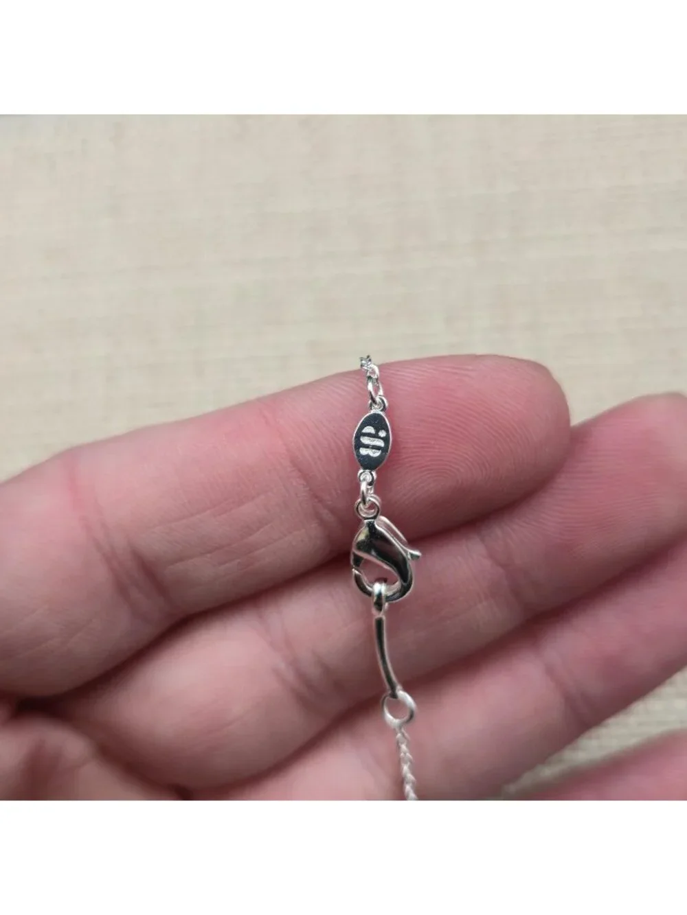 20 Inch Sterling Silver Red Stone And Clear Quartz Pendant Necklace A7410 - Picture 6 of 9